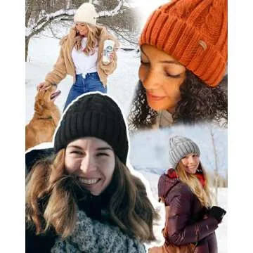 Camptrace Beanies Women Winter Hats for Women Fleece Lined Cable Knit Hat Warm Winter Snow Ski Skull Cap