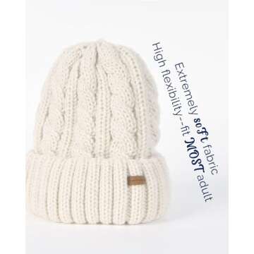Camptrace Beanies Women Winter Hats for Women Fleece Lined Cable Knit Hat Warm Winter Snow Ski Skull Cap