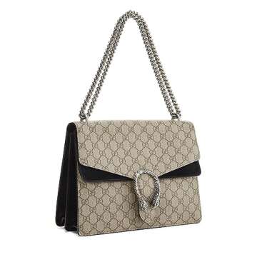 Gucci, Pre-Loved Black GG Supreme Canvas Embellished Dionysus Bag Medium, Black