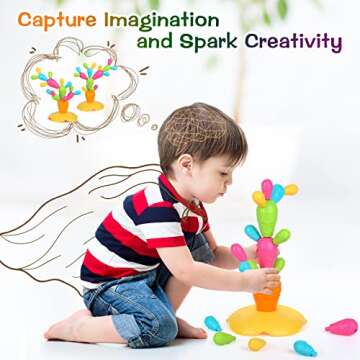 KINDIARY Floating Bath Toys Magnetic Stacking Cactus, Montessori Fine Motor Skills Sensory STEM Toys for Toddlers Preschool Education Kids Learning, Color Recognition Sorting Counting, 19 Pieces