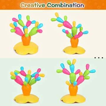 KINDIARY Floating Bath Toys Magnetic Stacking Cactus, Montessori Fine Motor Skills Sensory STEM Toys for Toddlers Preschool Education Kids Learning, Color Recognition Sorting Counting, 19 Pieces