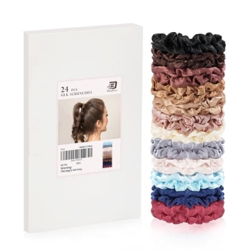 24 Pcs Luxe Silk Scrunchies - Gentle, No-Snag Hair Ties for All Hair Types