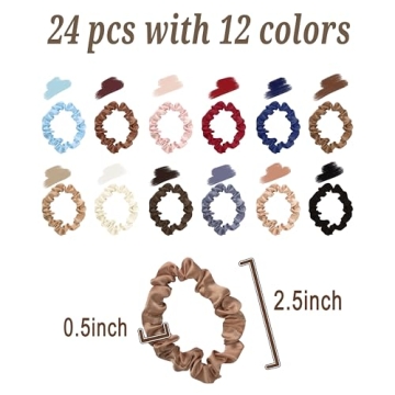 Luxe Silk Scrunchies 24 Pcs - Gentle No-Snag Hair Ties
