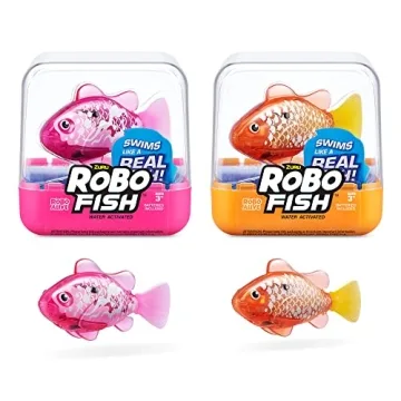 Robo Alive Robo Fish Robotic Swimming Fish (Pink + Golden) by ZURU Water Activated, Changes Color, C...