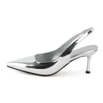 DREAMCIA Silver Slingback Heels - Elegant & Comfortable