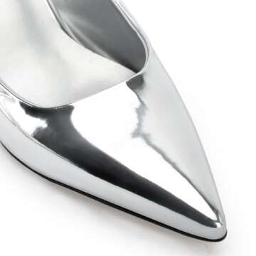 DREAMCIA Women's Pumps Silver Slingback Heels Pointed Toe Sling Back Kitten Heels Women Metallic Slingback Pumps Bride Dresses Wedding Shoes 7.5