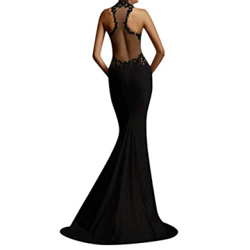 GlorySunshine Women's Lace Backless Mermaid Dress S New Black