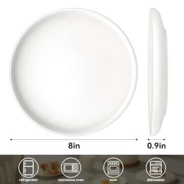 sanyannis Ceramic Dinner Plates Set of 4,8 Inch Matte Plates Set for Kitchen,Dessert,Salad,Appetizer...