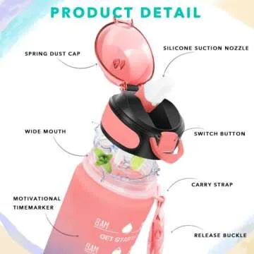 Enerbone 32 oz Water Bottle with Motivational Time Markers