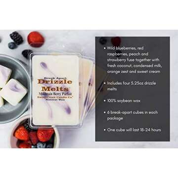 Swan Creek Mountain Berry Parfait 5.25oz Drizzle Melts 4-Pack | Soy Wax Melts Herbal Fragrance for T...