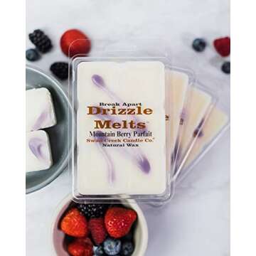 Swan Creek Mountain Berry Parfait 5.25oz Drizzle Melts 4-Pack | Soy Wax Melts Herbal Fragrance for The Home | Fruity Scented Break Apart Soybean Wax | Made in The USA