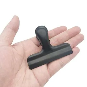 8 Pack Metal Chip Clips, 3 Inch Wide Stainless Steel Heavy Duty Food Bag Clips, Black