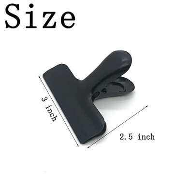 8 Pack Metal Chip Clips, 3 Inch Wide Stainless Steel Heavy Duty Food Bag Clips, Black
