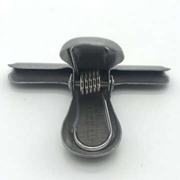 8 Pack Metal Chip Clips, 3 Inch Wide Stainless Steel Heavy Duty Food Bag Clips, Black