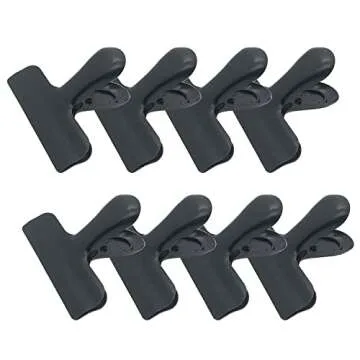 8 Pack Metal Chip Clips, 3 Inch Wide Stainless Steel Heavy Duty Food Bag Clips, Black