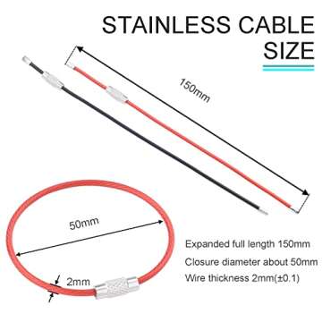CooBigo 16 Pack Stainless Steel Loops 2mm Coated Wire Keychain Cable Large Keyrings 6 inch Key Chain...