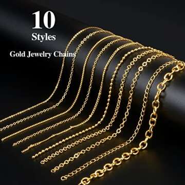 Ecoofor Gold Necklace Chains for Jewelry Making, 78.7 Feet 10 Rolls Jewelry Chains for DIY Necklace ...