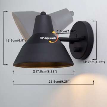 Yosoan Indoor Vanity Wall Sconce with Dimming On Off switch, 1-Light Hardwired Vintage Wall Mount Me...