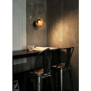 Yosoan Indoor Vanity Wall Sconce with Dimming On Off switch, 1-Light Hardwired Vintage Wall Mount Metal Lamp Fixture with 6.89" Bowl Metal Shade in-Build Gold Bedside Reading Bedroom Bunk Light(Black)