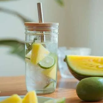 RNSUNH 2 Pcs Reusable Smoothie Cups - Eco-friendly Glass Tumblers