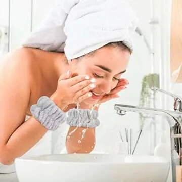 12Pcs Wrist Washband Set, Anmieciu Face Washing Wristbands, Microfiber Wrist Spa Wash Washband, Wrist Towels for Washing Face, Prevent Liquid from Spilling Down Your Arms.
