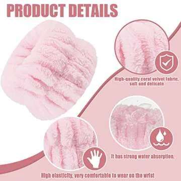 12Pcs Wrist Washband Set, Anmieciu Face Washing Wristbands, Microfiber Wrist Spa Wash Washband, Wrist Towels for Washing Face, Prevent Liquid from Spilling Down Your Arms.