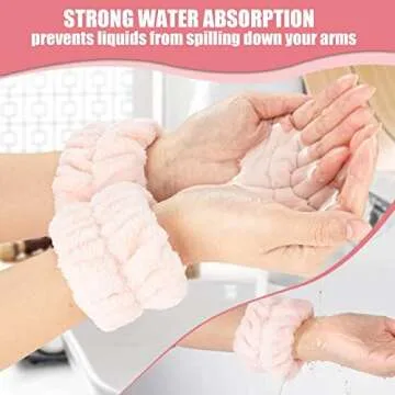 12Pcs Wrist Washband Set, Anmieciu Face Washing Wristbands, Microfiber Wrist Spa Wash Washband, Wrist Towels for Washing Face, Prevent Liquid from Spilling Down Your Arms.