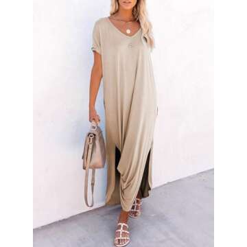 Dokotoo Womens Spring Summer Boho Hawaiian Vacation Outfits Fashion Long Dress T-Shirt Dress Short S...