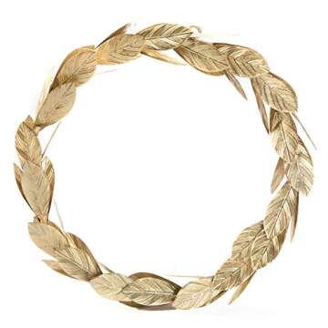 16 Inch Gold Metal Wreath, Large Front Door Wreath with Adjustable Leaves for Christmas, Window, Wedding, Party Decoration