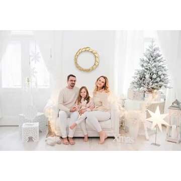 16 Inch Gold Metal Wreath, Large Front Door Wreath with Adjustable Leaves for Christmas, Window, Wedding, Party Decoration