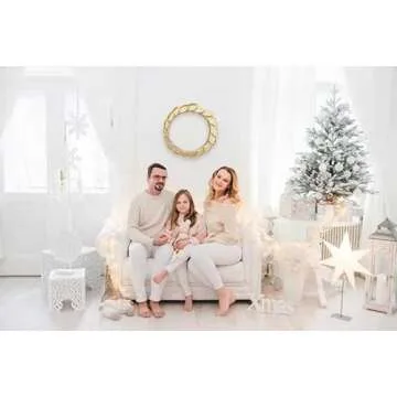 16 Inch Gold Metal Wreath, Large Front Door Wreath with Adjustable Leaves for Christmas, Window, Wedding, Party Decoration