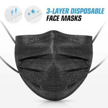 PM PERFORMOTOR 100 Pcs Disposable Face Cover 3-Ply Filter Non Medical Breathable Earloop Face Masks