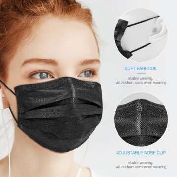 PM PERFORMOTOR 100 Pcs Disposable Face Cover 3-Ply Filter Non Medical Breathable Earloop Face Masks