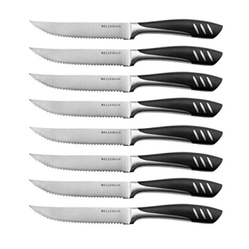 Bellemain Premium Steak Knives Set of 8, Kitchen Knife Sets with Steel Blades for Precise Cutting, L...