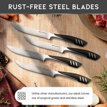 Bellemain Premium Steak Knife Set of 8 for Effortless Cutting
