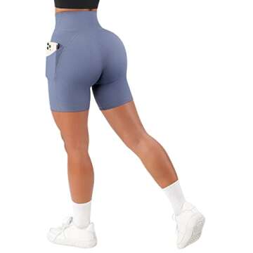 SUUKSESS Cross Waist Workout Shorts for Women with Pockets