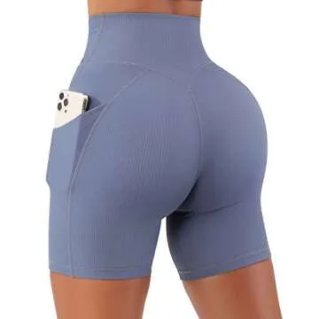 SUUKSESS Cross Waist Workout Shorts for Women with Pockets