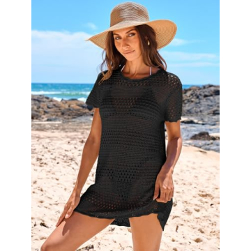 ANRABESS Women Crochet Swim Cover-Up Stylish Summer Beach Dress