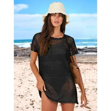 ANRABESS Women Crochet Swim Cover-Up Stylish Summer Beach Dress