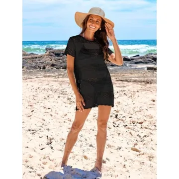 ANRABESS Women Crochet Swim Cover-Up Stylish Summer Beach Dress