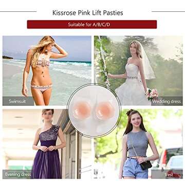 Nippleless Covers, Breast Lift Tape, Silicone Breast Lift Pasties 4.3inch Diameter(1 Pair Flower) (Pink)