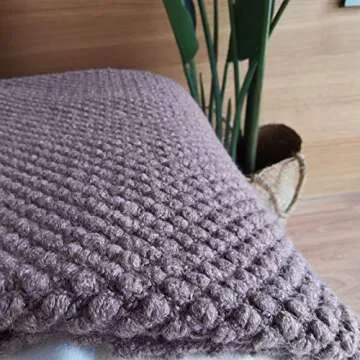 LOMAO Knitted Throw Blanket with Tassels Bubble Textured Soft Blanket Lightweight Throws for Couch Cover Home Decor (Pale Lavendar, 50x60)