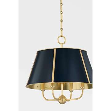 Hudson Valley Lighting Cambridge - 4 Light Chandelier-Aged Brass Finish-Off-White Shade Color -Tradi...