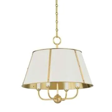 Hudson Valley Lighting Cambridge - 4 Light Chandelier-Aged Brass Finish-Off-White Shade Color -Traditional Installation