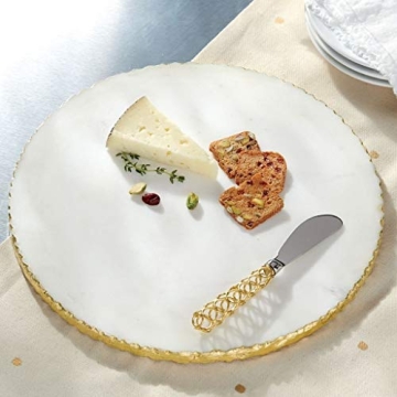 Elegant Mud Pie Gold Edge Marble Serving Board Set