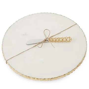 Elegant Mud Pie Gold Edge Marble Serving Board Set