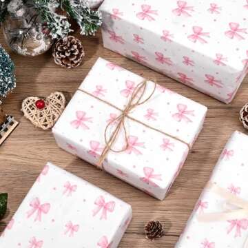 100 Sheets Pink Bow Tissue Paper for Gift Wrapping