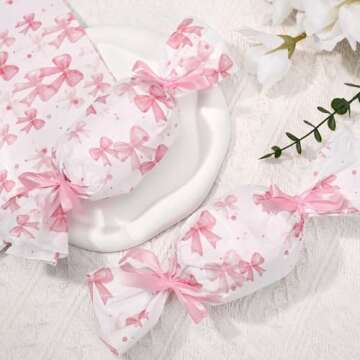 100 Sheets Pink Bow Tissue Paper for Gift Wrapping