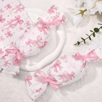 100 Sheets Pink Bow Tissue Paper for Gift Wrapping