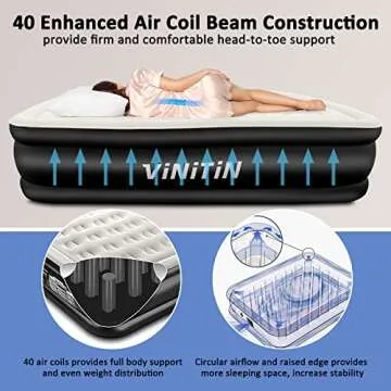 Vinitin Air Mattress Queen with Built-in Pump for Ultimate Comfort